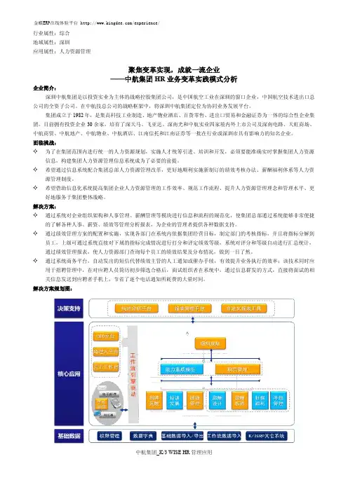 【金蝶ERP案例】聚焦变革实现,成就一流企业——中航集团HR 业务变革实践模式分析