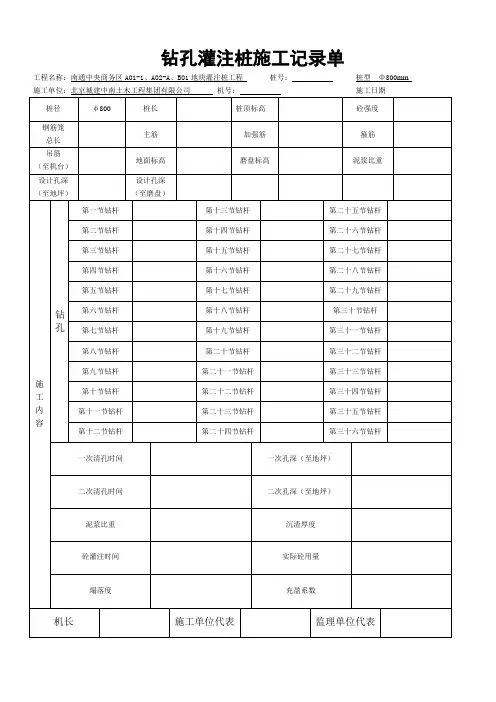 钻孔灌注桩开孔单