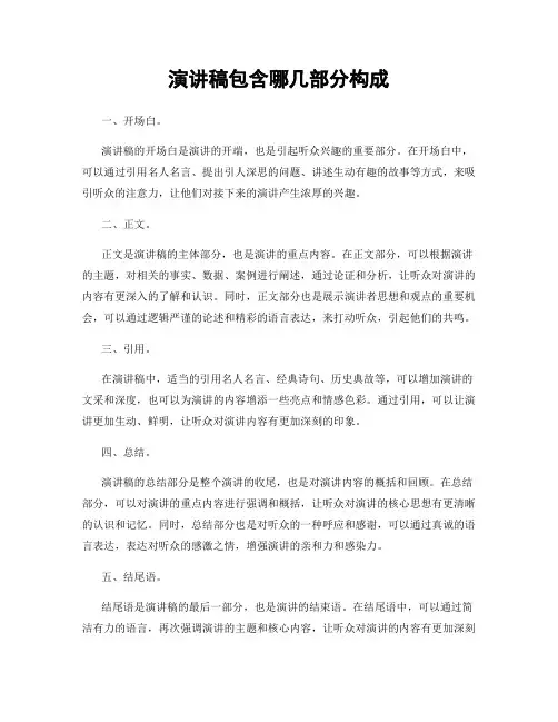 演讲稿包含哪几部分构成