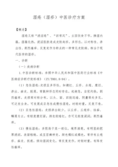 (皮肤科)湿疮中医诊疗方案
