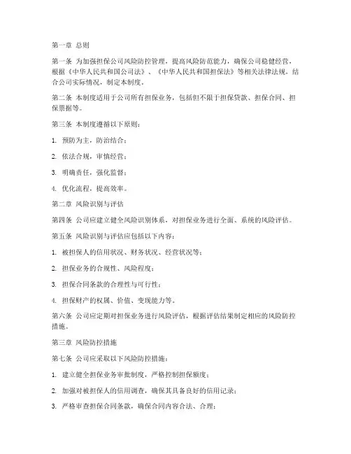 担保公司风险防控管理制度