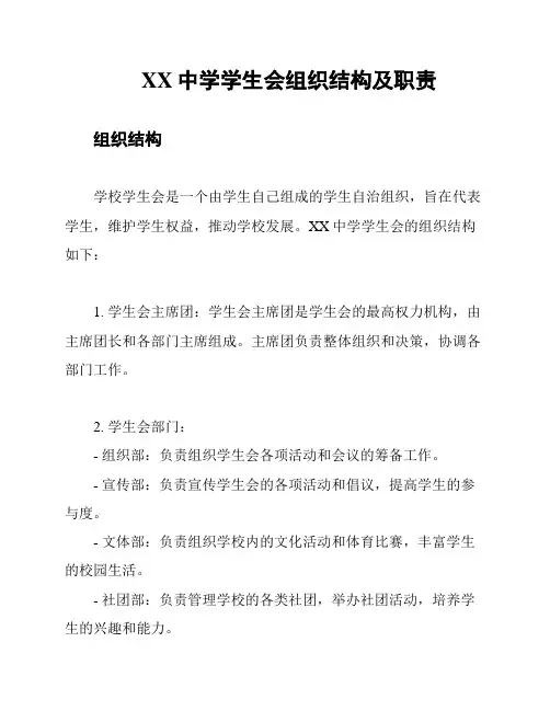 XX中学学生会组织结构及职责