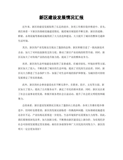 新区建设发展情况汇报