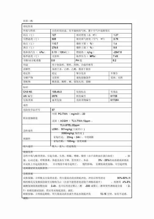 间苯二酚安全技术说明书