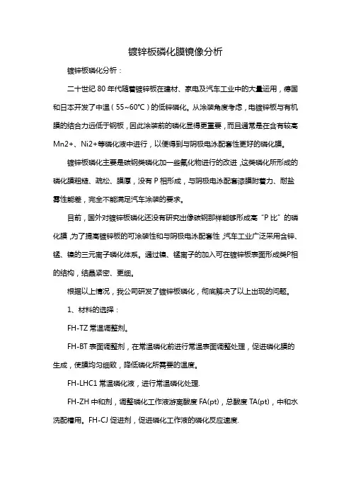 镀锌板磷化膜镜像分析