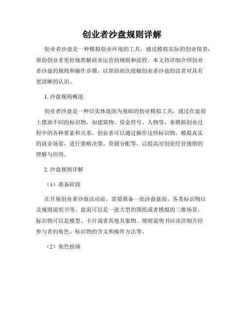 创业者沙盘规则详解