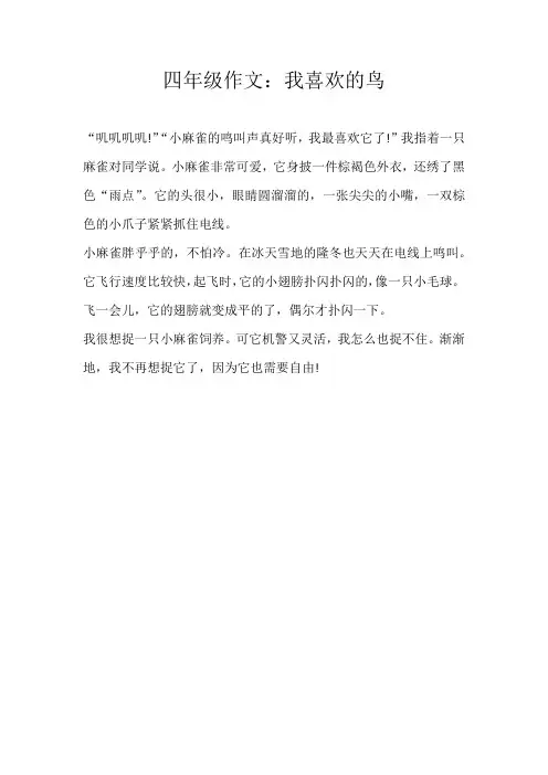 四年级状物四年级作文：我喜欢的鸟