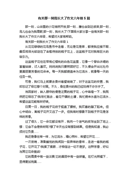 有关那一刻我长大了作文六年级5篇
