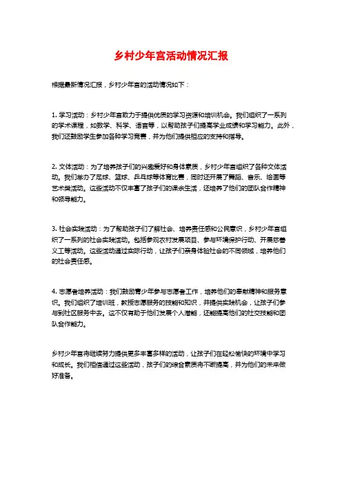 乡村少年宫活动情况汇报