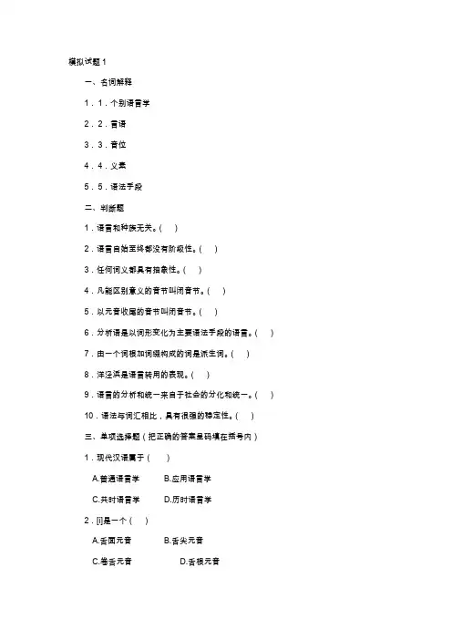 语言学概论模拟试题