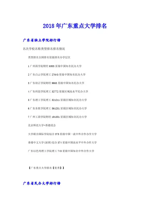 广东重点大学排名