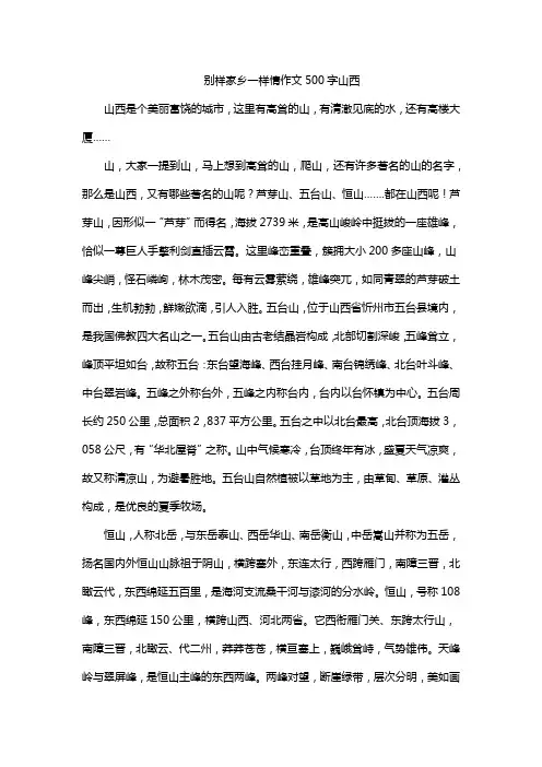 别样家乡一样情作文500字山西