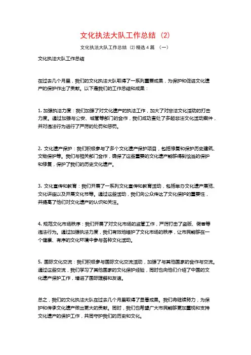 文化执法大队工作总结 (2)4篇