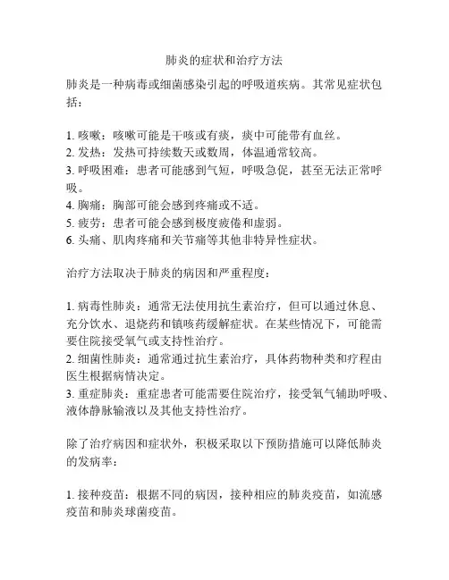 肺炎的症状和治疗方法