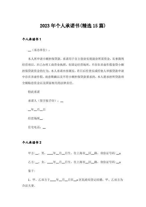 2023年个人承诺书(精选15篇)