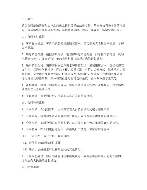 销售部签订合同和管理流程
