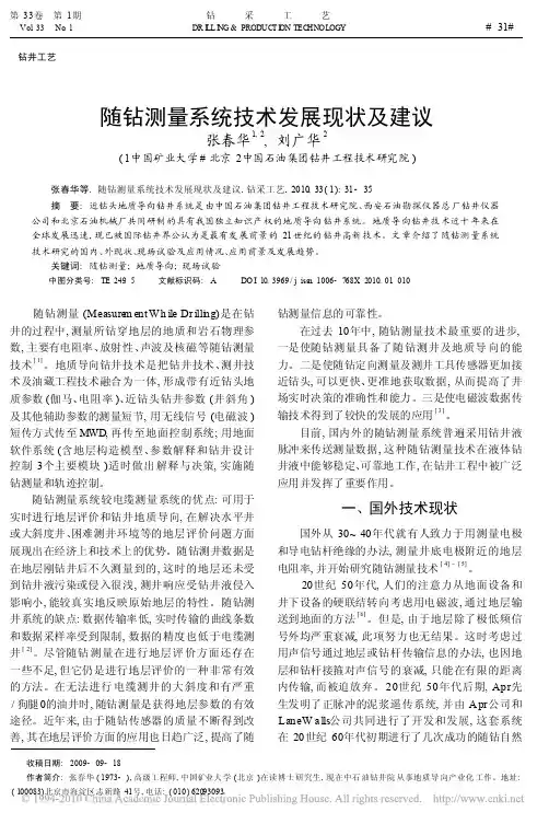 随钻测量系统技术发展现状及建议