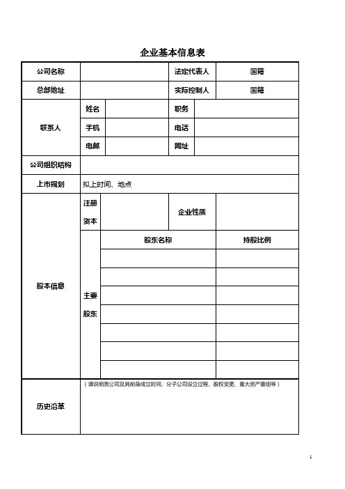 企业基本信息表