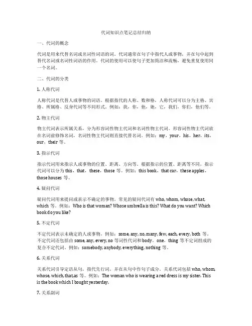 代词知识点笔记总结归纳