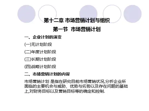 第十二市场营销计划与组织