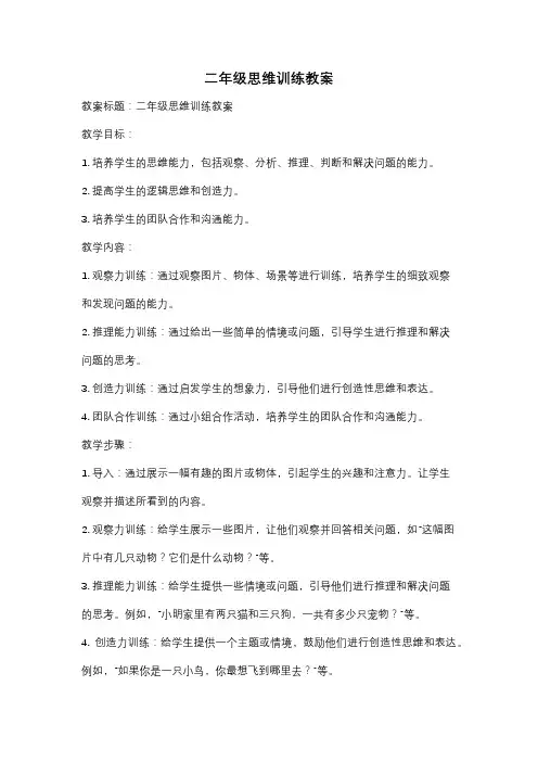 二年级思维训练教案
