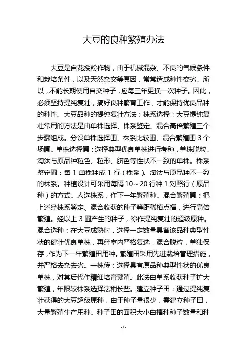 大豆的良种繁殖办法