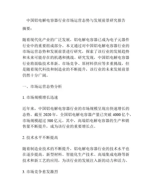 中国铝电解电容器行业市场运营态势与发展前景研究报告