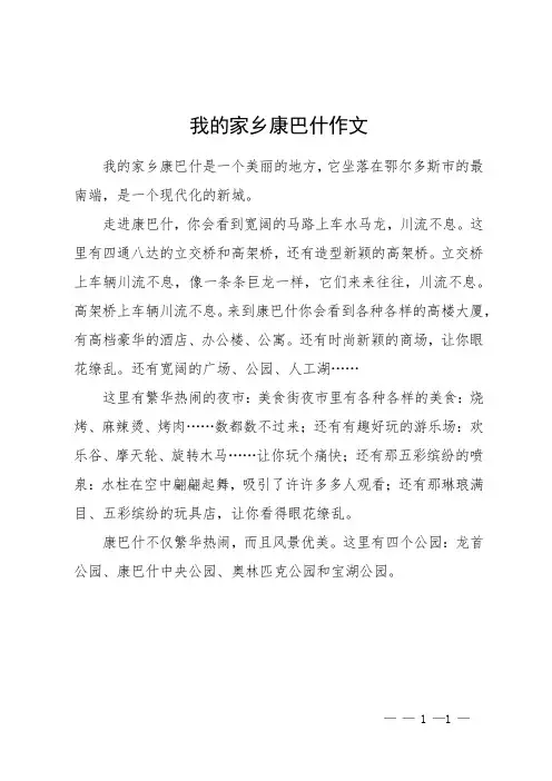 我的家乡康巴什作文