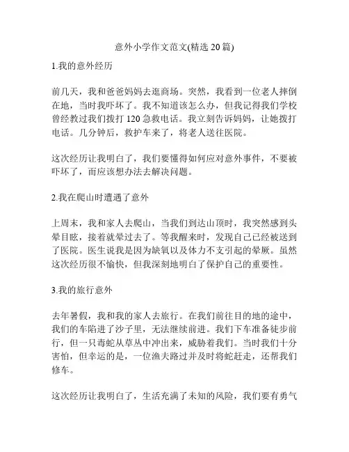 意外小学作文范文(精选20篇)