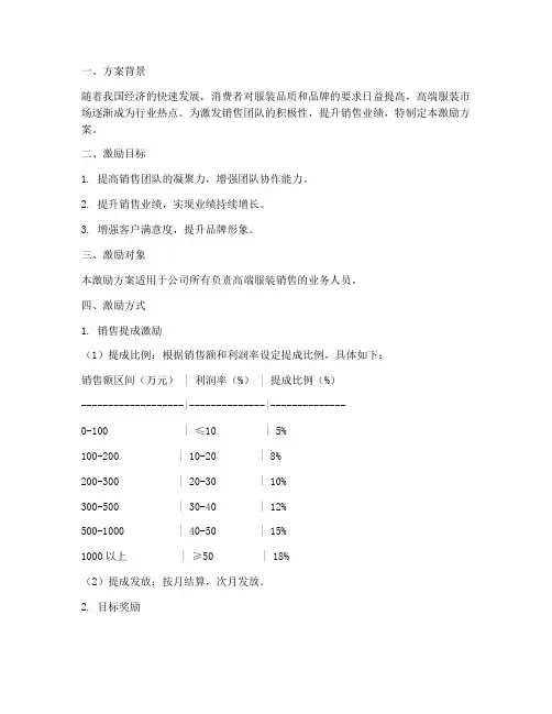 服装高端销售激励方案