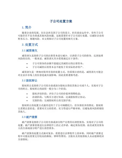 子公司处置方案