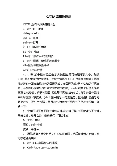 CATIA常用快捷键