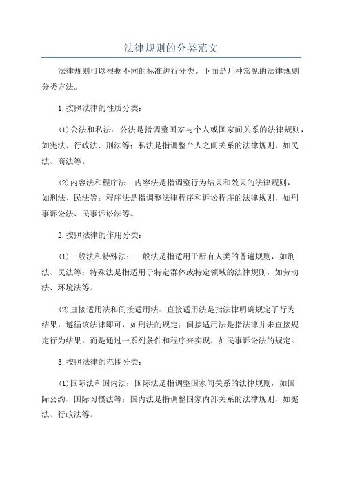 法律规则的分类范文