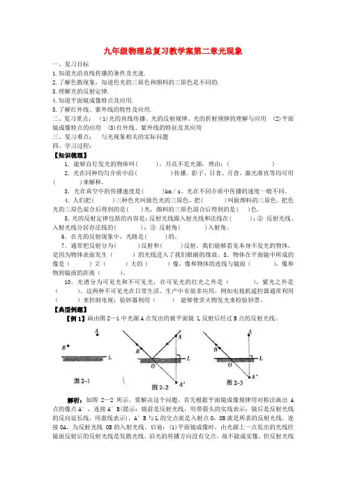 中考物理 第二章《光现象》教学案