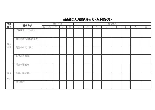 一线操作类人员面试评价表1