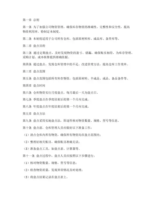 仓库物资盘点管理制度