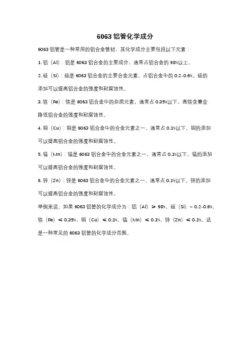 6063铝管化学成分