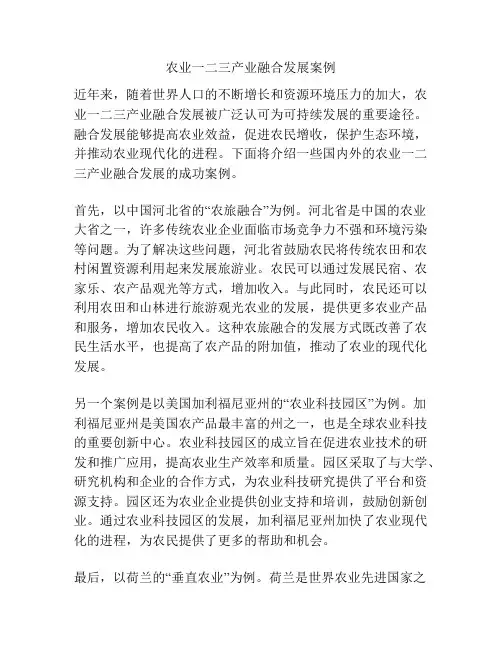 农业一二三产业融合发展案例