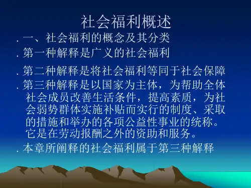 第八章 社会福利课件