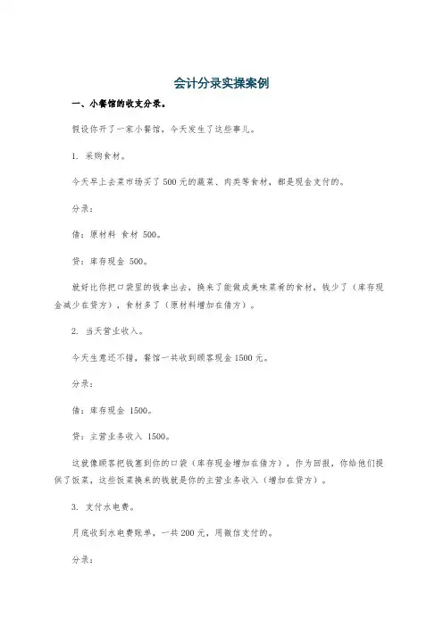 会计分录实操案例