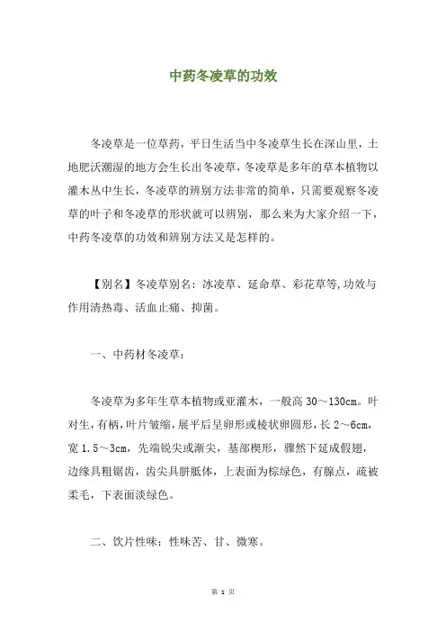 中药冬凌草的功效