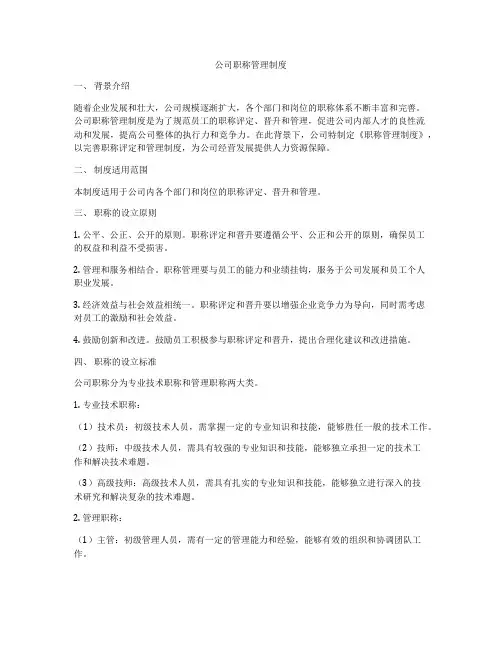 公司职称管理制度