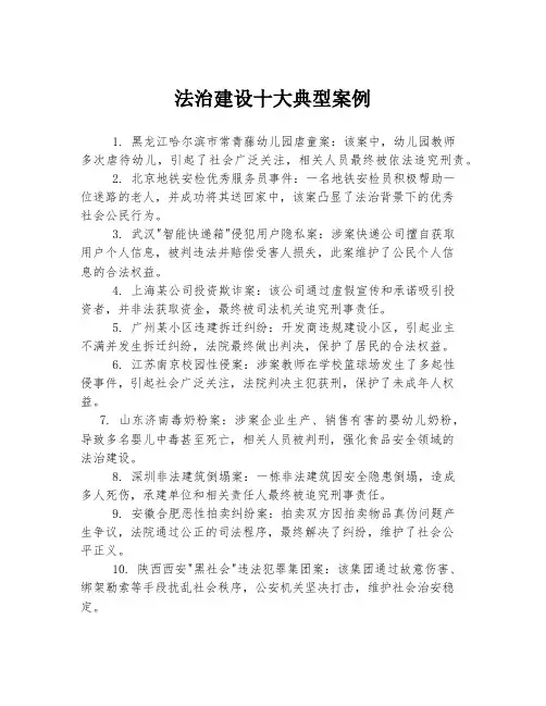 法治建设十大典型案例