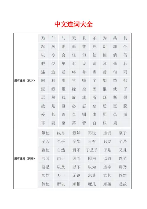 中文连词大全