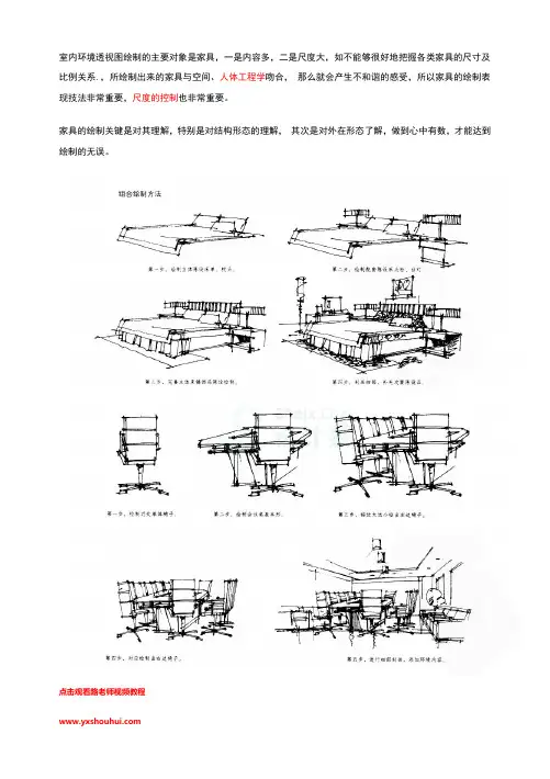 手绘学习方案、【4】 手绘组合家具线稿的画法、技巧及其练习方法