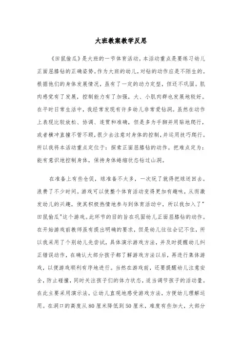 大班教案教学反思(四篇)