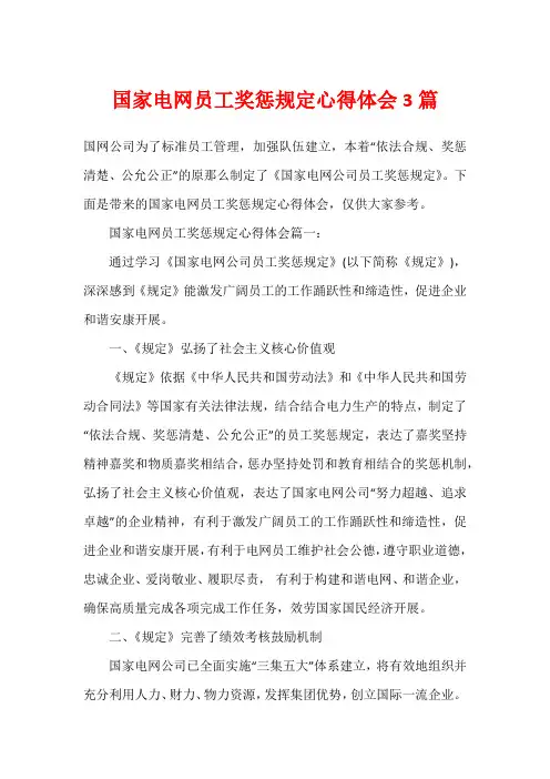 国家电网员工奖惩规定心得体会3篇