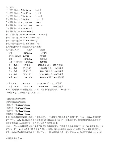 照片大小