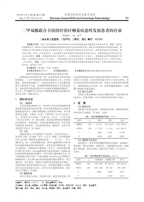 二甲双胍联合卡铂治疗治疗卵巢癌恶性发展患者的疗效