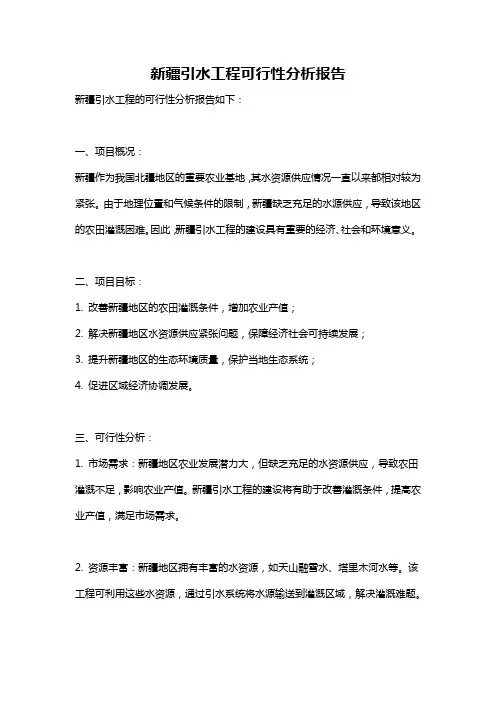 新疆引水工程可行性分析报告